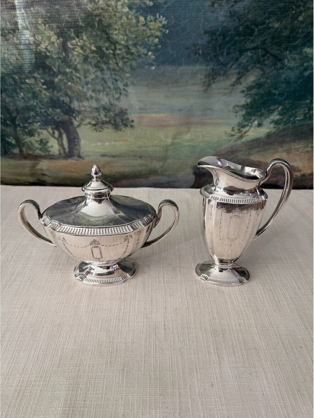 Silver Plate Creamer and Sugar Bowl Set
